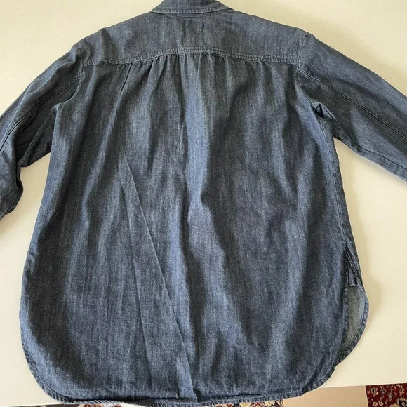 Madewell Womens XS Indigo Blue Dark Wash Denim Chambray Tunic Shirt Classic - Picture 2 of 9
